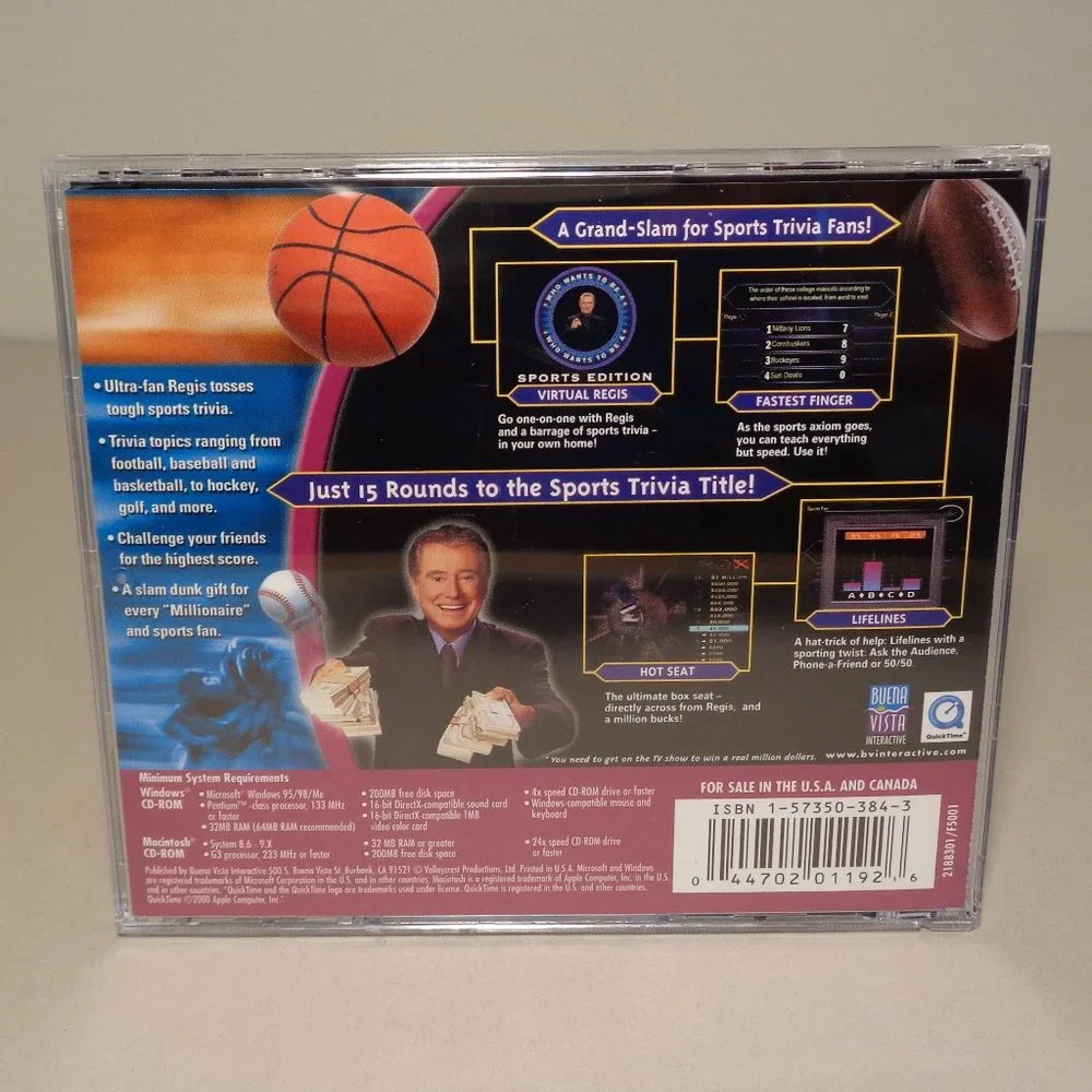 WHO WANTS TO BE A MILLIONAIRE Sports Edition New PC CD-ROM Video Game